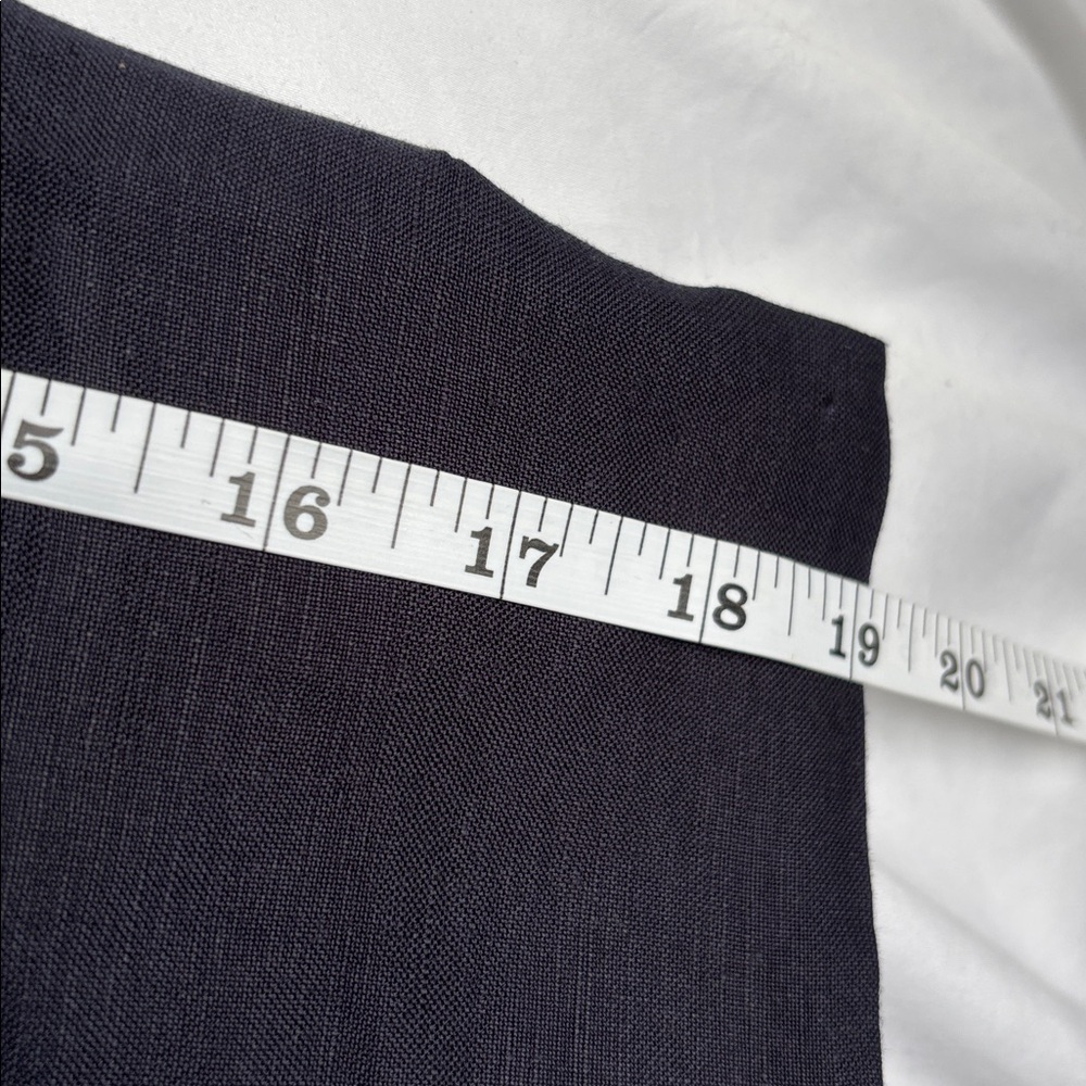 Navy Button-Front 3/4 Sleeve linen blend lined jacket. - Picture 14 of 16